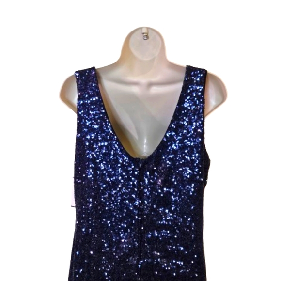 Crystal Doll Navy Blue Sequin Sleeveless Cocktail Dress, Large (Juniors), NWT - Picture 7 of 16